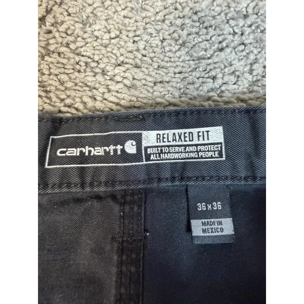 Carhartt Pants Mens 36x36 Black Carpenter Relaxed Fit Pockets Workwear